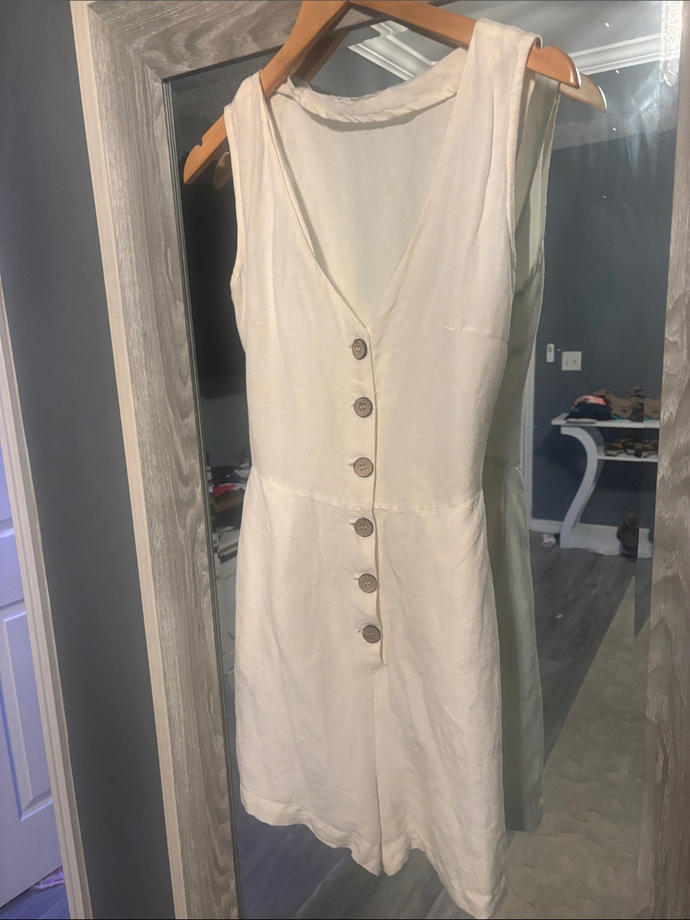Sleeveless Button-Front White Dress